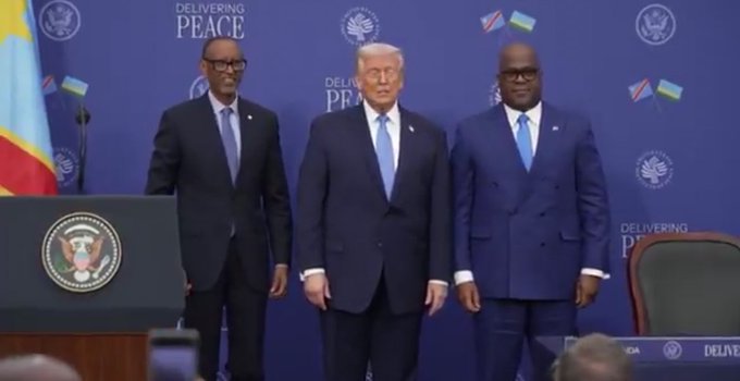 Pertemuan Trump dengan Presiden Kongo dan Rwanda terkait kesepakatan damai 2025.